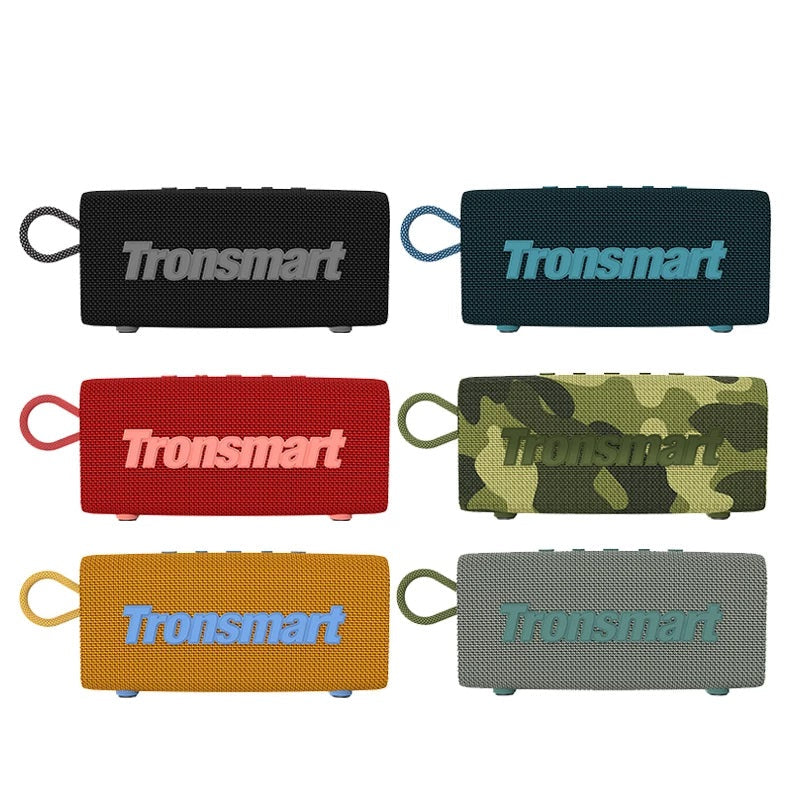 Tronsmart Bluetooth Speaker collection in various colors including black, red, yellow, camo, and grey