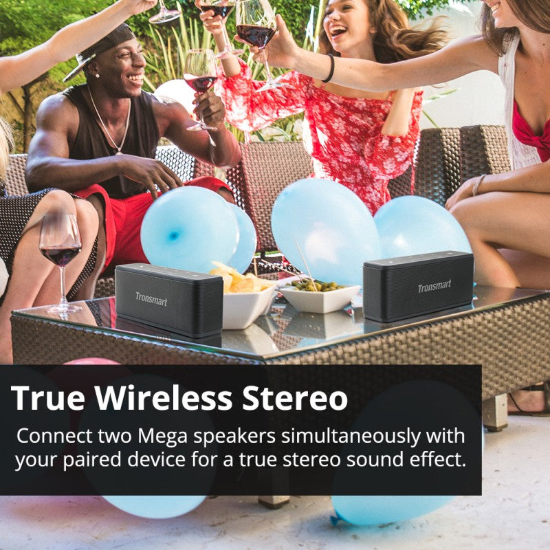 Tronsmart Mega Bluetooth Speaker 40W Dual Driver Wireless Speaker high-fidelity Stereo Sound NFC Deep Bass Built-in Mic LED Backlight 15hours Playtime Supports NFC Super Bass Outdoor Speaker Portable Speaker With Touch Control Soundbar - VMI Direct