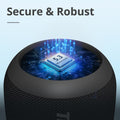 Close-up of a portable speaker showcasing its secure and robust 5.3 Bluetooth technology and sleek design