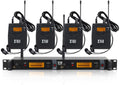 Wireless in ear monitor system with four transmitters and clear audio quality for musicians