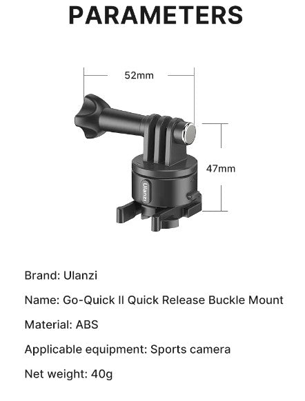 Ulanzi Go Quick II Magnetic Adapter Mount Kit Quick Release for sports camera with durable ABS material
