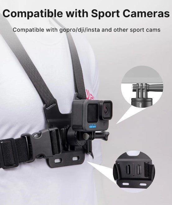Ulanzi Go Quick II Magnetic Adapter Mount Kit Quick Release on a chest harness for sport cameras
