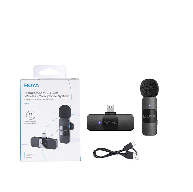 BOYA V1 V2 V10 V20  BY-V Series Mini Wireless Lavalier Microphone Ultracompact Wireless Microphone System for iOS and Type C Devices