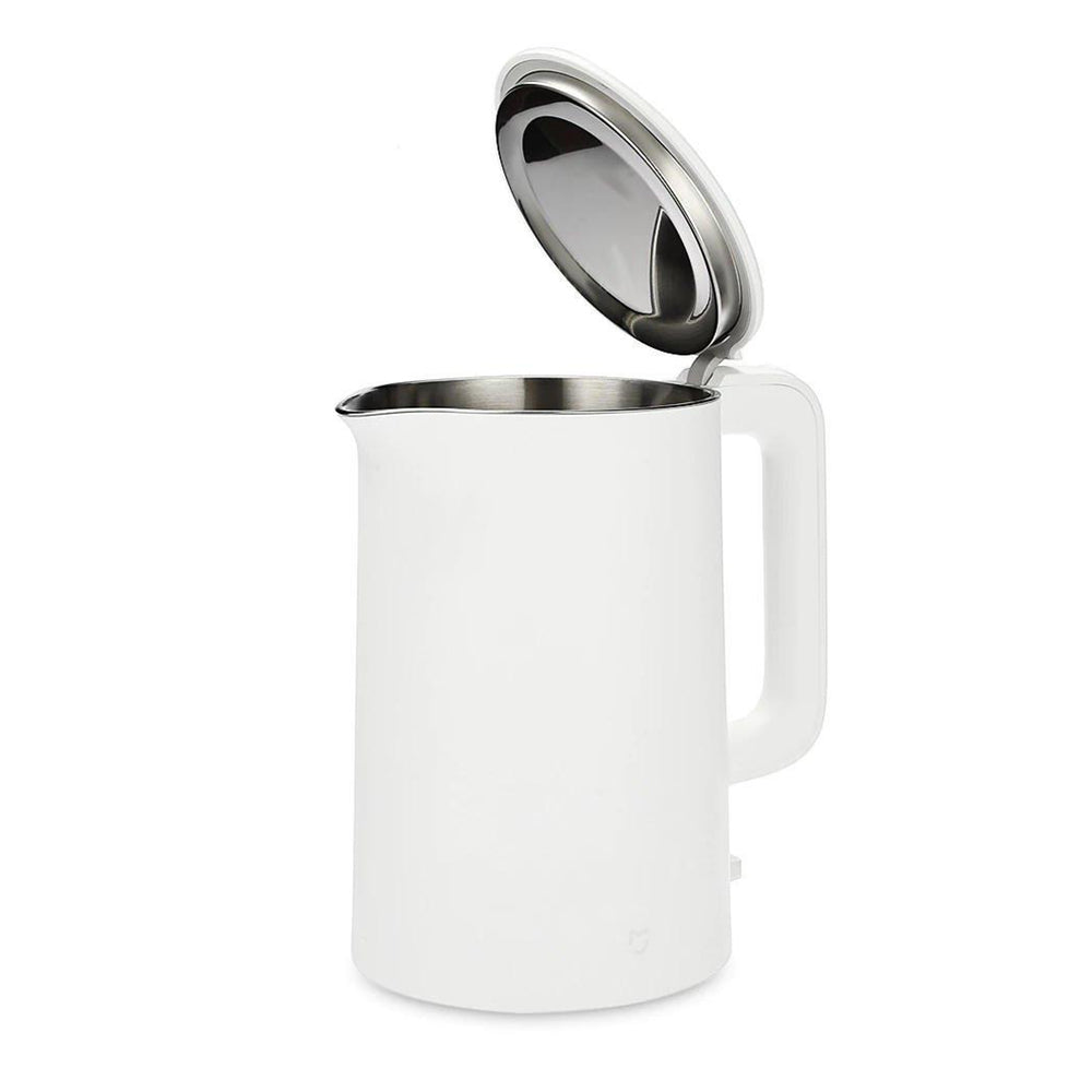 VMIDirect Electric Kettle in sleek white design with a stainless steel interior and a stylish lid