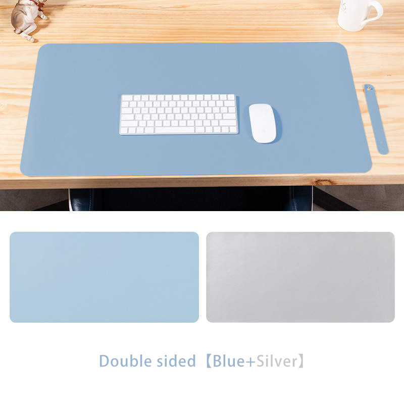 VMIDirect Leather Desk Pad in Double-Sided Design with Blue and Silver Color Options