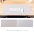 Double Sided Leather Desk Pad in Light Gray and Silver for a Stylish Office Setup
