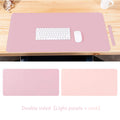 VMIDirect Leather Desk Pad in double-sided light purple and pink design with keyboard and mouse
