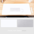 Double-sided Leather Desk Pad in White and Silver with Keyboard and Mouse setup