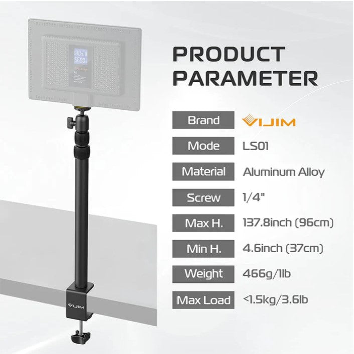 VMIDirect Desktop Extendable Lamp Adjustable Height with Sturdy Aluminum Alloy Construction