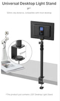 Universal Desktop Extendable Lamp Stand with 50mm Clip for Most Desktops