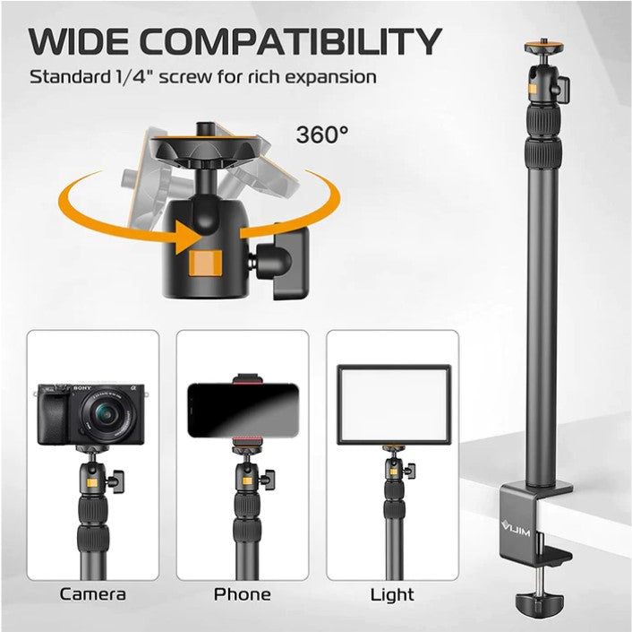 VMIDirect Desktop Extendable Lamp with 360-degree rotation and 1/4 inch screw compatibility