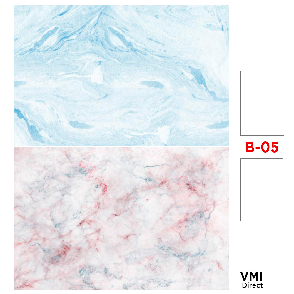 VMIDirect Photo Background Paper featuring a blue marble design and a pink cloudy texture