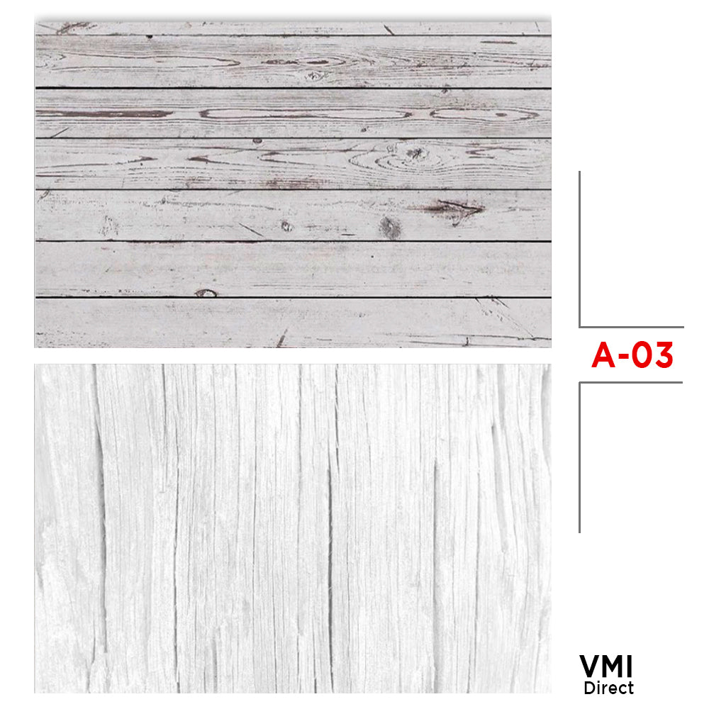 VMIDirect Photo Background Paper featuring a textured white wooden design for photography setups