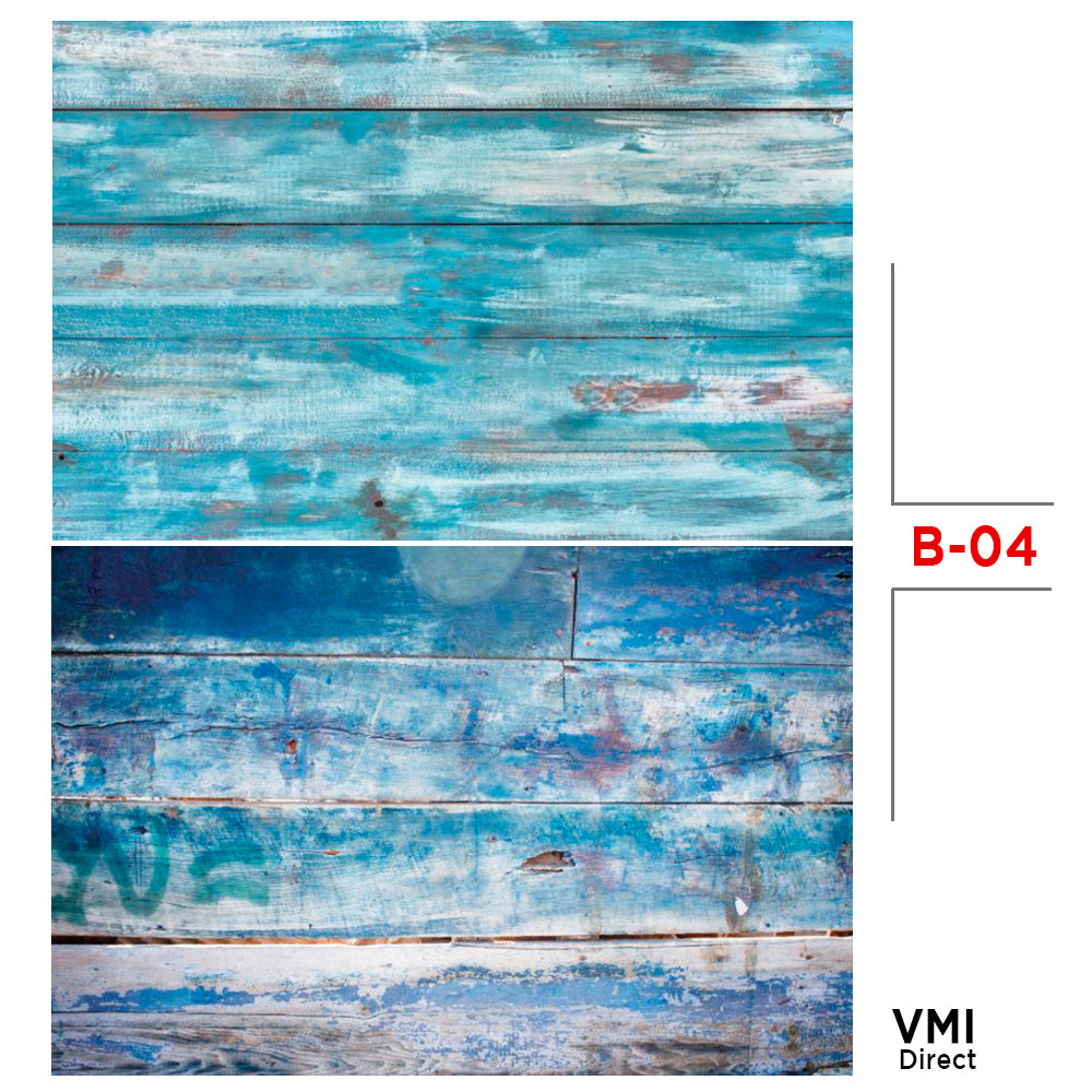 VMIDirect Photo Background Paper in shades of blue with a distressed wood texture for photography use