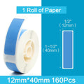 VMIDirect Waterproof Thermal Label Sticker Roll in Blue, 12mm x 40mm, 160 pieces per roll