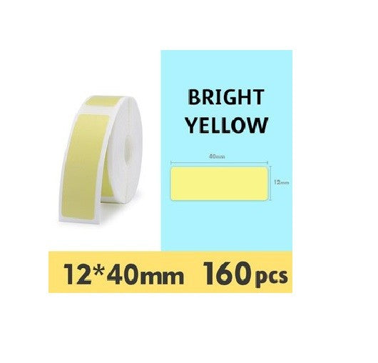 VMIDirect Waterproof Thermal Label Sticker Roll in Bright Yellow, 12x40mm, 160pcs for Easy Labeling