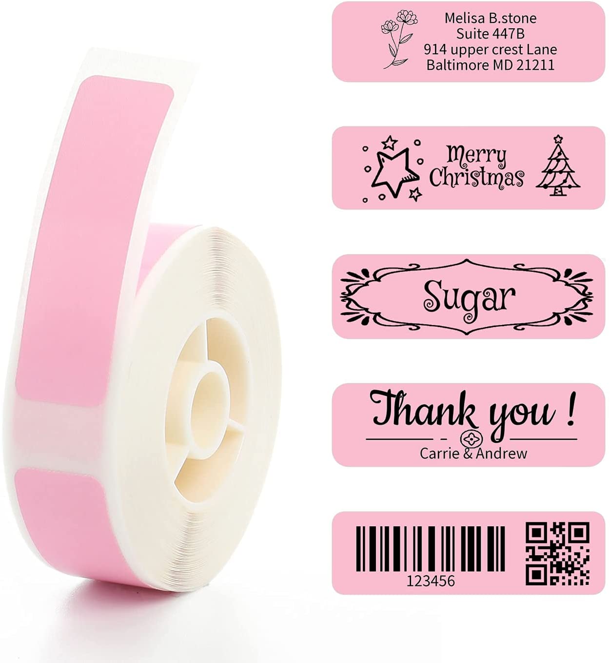 VMIDirect Waterproof Thermal Label Sticker Roll in Pink for Custom Labeling and Organization