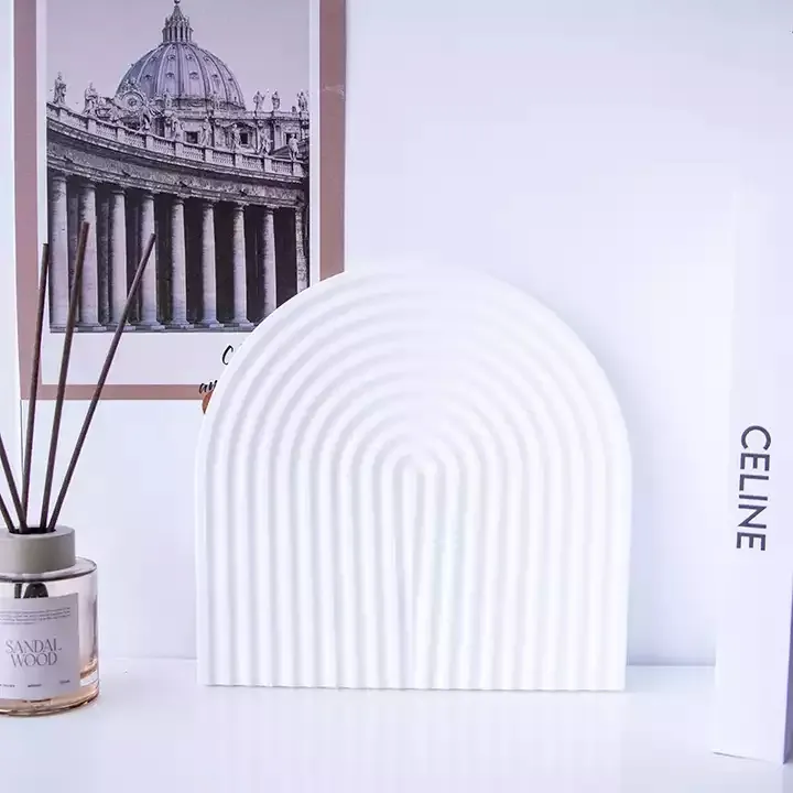 Wave Plaster Cutting Board Decoration in White, adding a stylish touch to modern decor