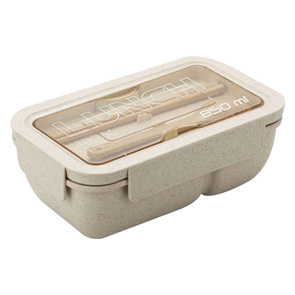 850ml Wheat Straw Rectangular Bento Lunch Box with secure lid and eco-friendly design