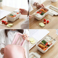 850ml Wheat Straw Rectangular Bento Lunch Box with compartments for meal prep and easy carrying