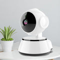 VMIDirect WiFi CCTV Camera on a table with a green plant, designed for home security monitoring