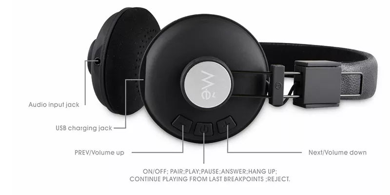 Wireless Headphones by VMIDirect with controls for volume and playback features