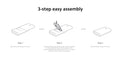 Instructions for assembling a Wireless Mobile Printer in three easy steps with illustrations