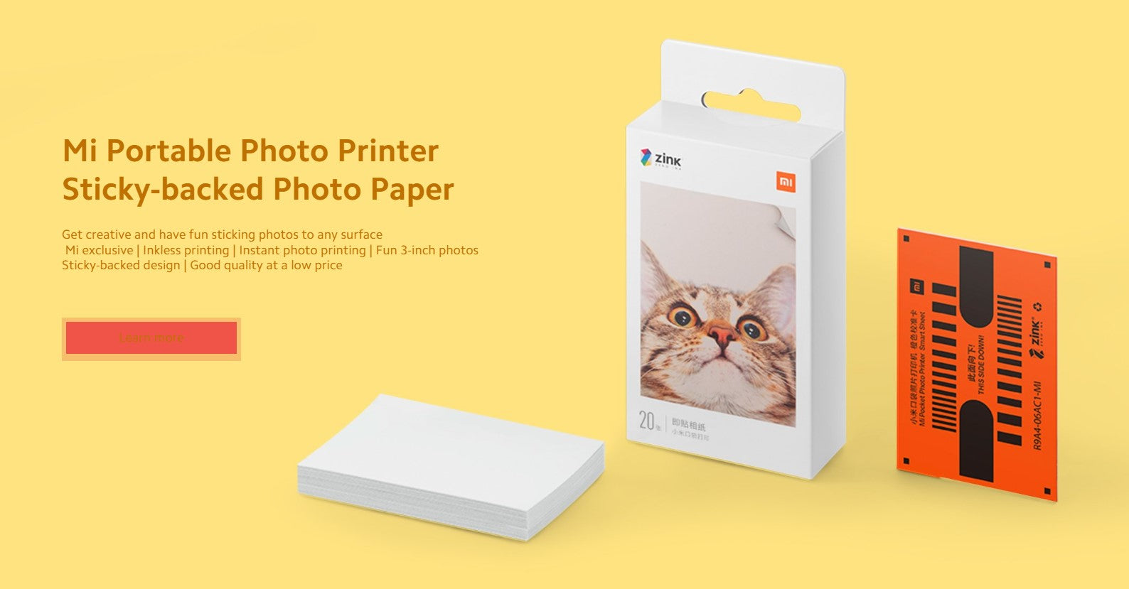 Mi Portable Wireless Mobile Printer with Sticky-backed Photo Paper for creative photo printing
