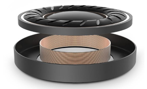 Wireless Neckband Headset speaker components showcasing detailed construction and design features