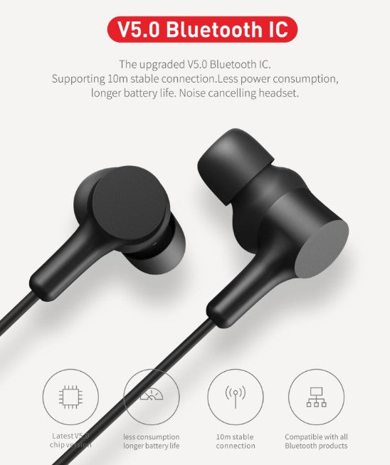 VMIDirect Wireless Neckband Headset with V5.0 Bluetooth IC for stable connections and noise cancellation