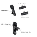 XTUGA K1 noise reduction mic with power switch and USB C connections for iPhone, iPad, and Android
