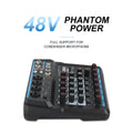 XTUGA AM6 sound mixing console with 48V phantom power compact audio mixer for condenser microphones