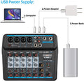 XTUGA AM6 sound mixing console with USB power options from computer adapter or power bank