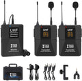 XTUGA CM7 CM8 microphone dual wireless kit with receiver two transmitters lavalier mics and case