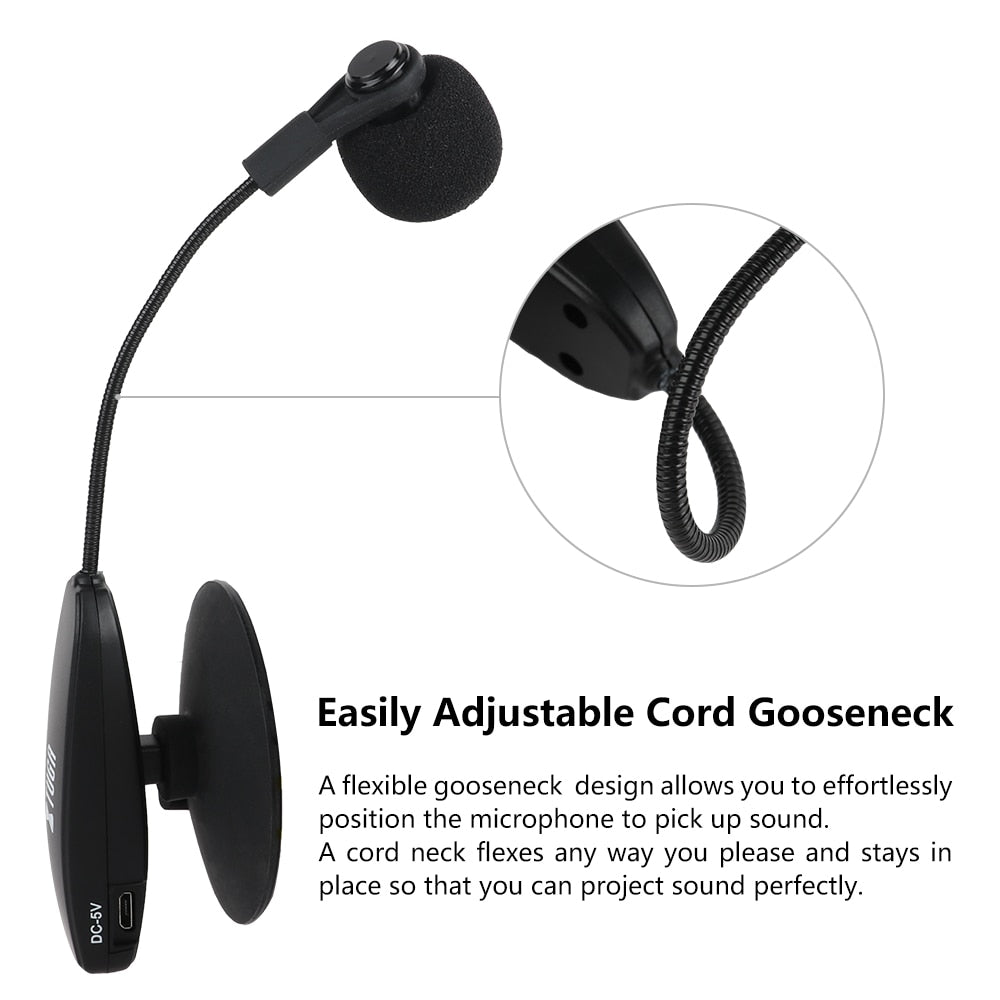 XTUGA KX622 wireless microphone system gooseneck mic with foam windscreen and adjustable base