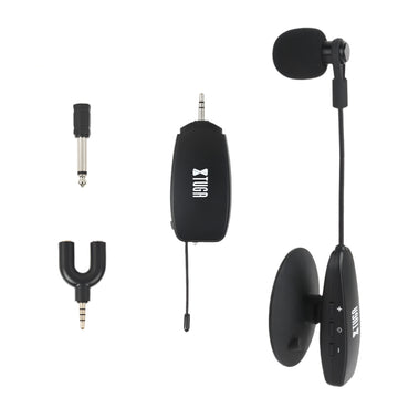 XTUGA KX622 wireless microphone system kit with headset mic foam windscreen 3.5mm transmitter and adapters