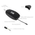 XTUGA KX622 wireless microphone system compact black three point five millimeter receiver with antenna and USB charging